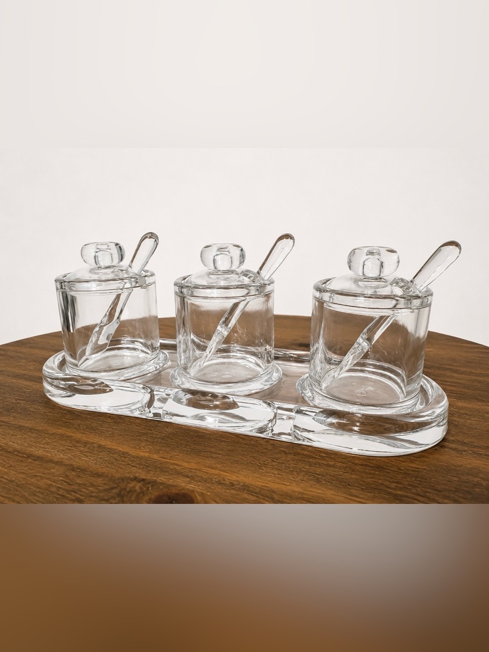 New NIB Vintage 90s Clear Chadwick’s Clear Acrylic Kitchen Condiment Serving Set